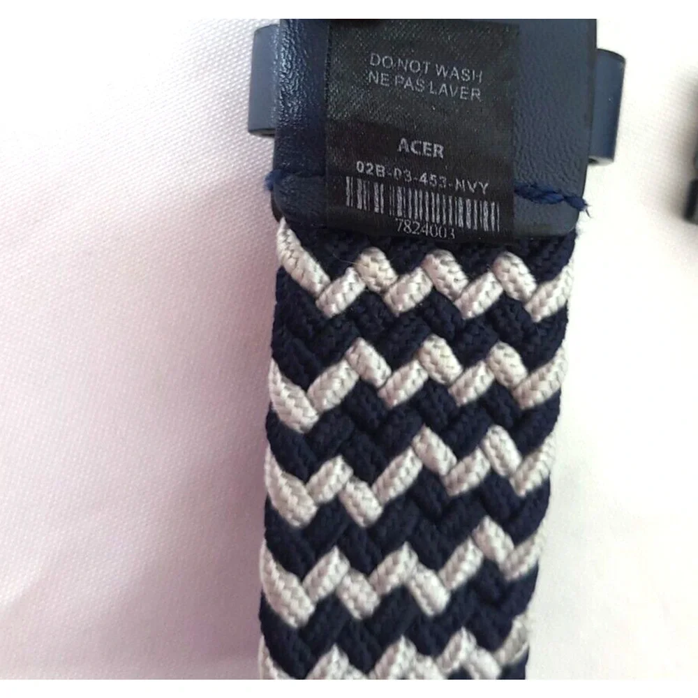 Five Four Belt Navy Blue White Woven Chevron Men Size‎ L Causal Preppy Nautical